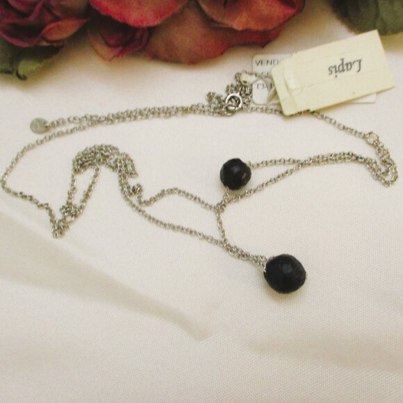 Vintage MACY'S Lapis Lazuli Sterling Silver Necklace: Faceted GEMSTONE 925 - Picture 9 of 14